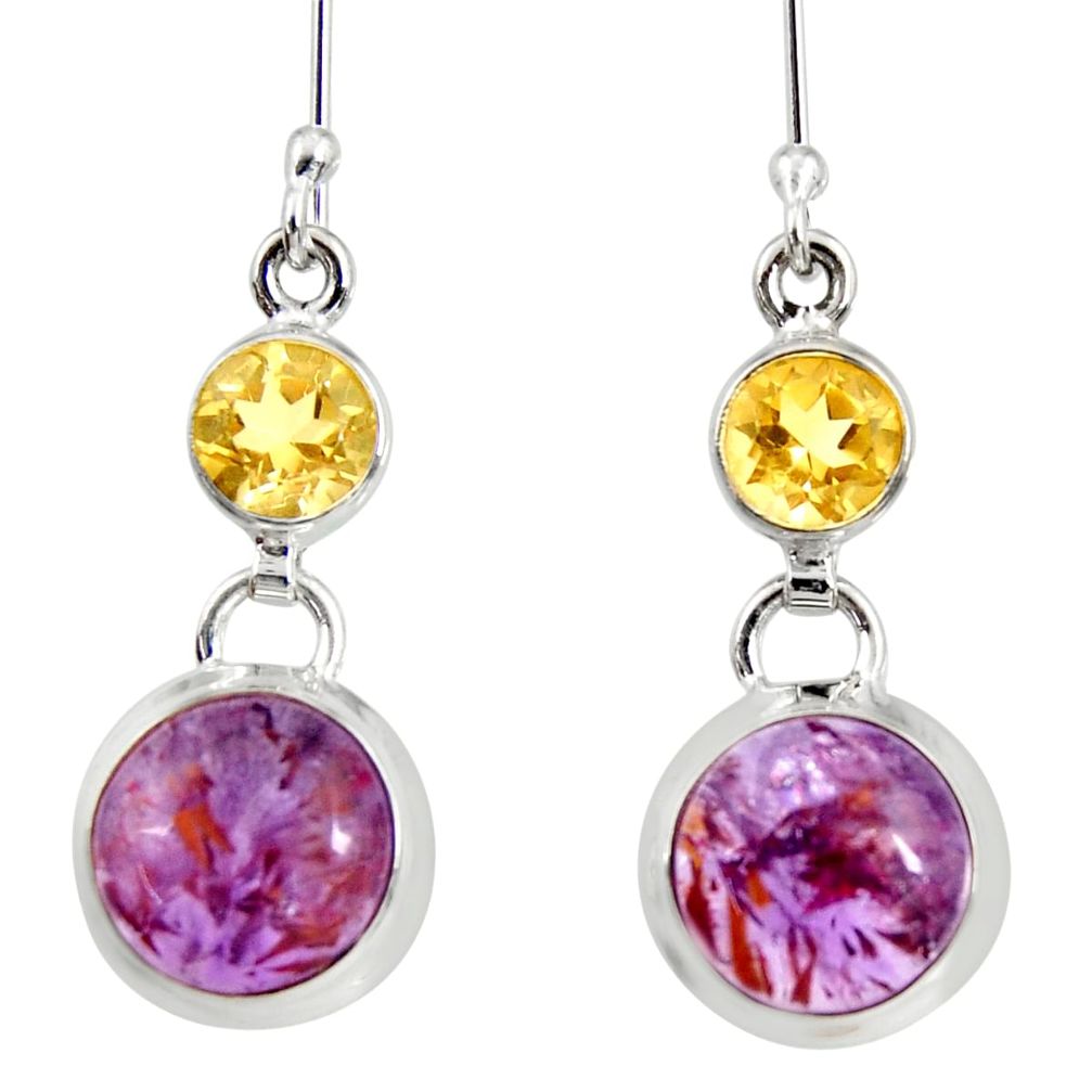 925 silver 10.02cts natural purple cacoxenite super seven dangle earrings d40300