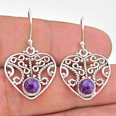 925 silver 2.41cts natural purple charoite (siberian) dangle earrings t28183