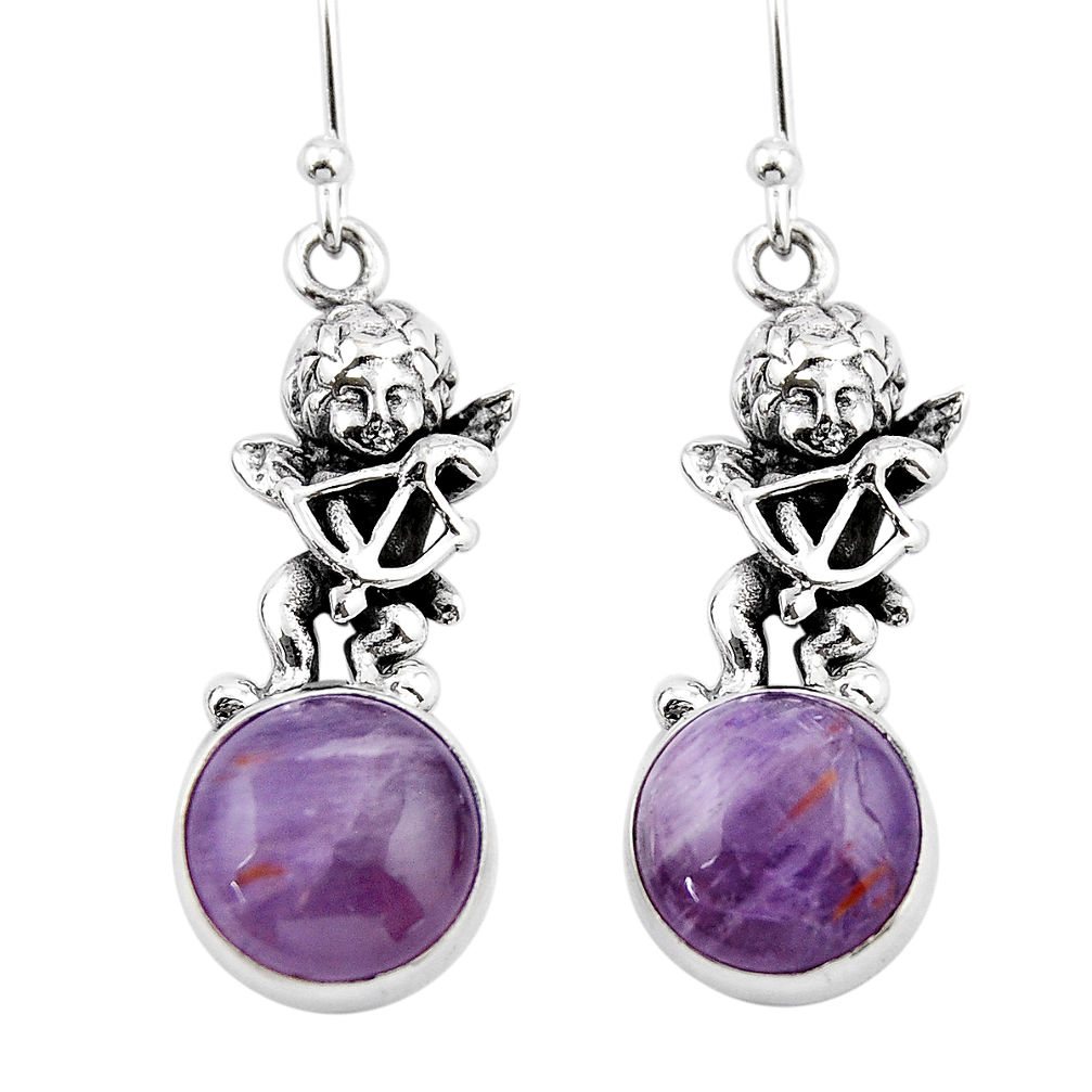 925 silver 9.94cts natural purple chevron amethyst angel earrings jewelry y43914