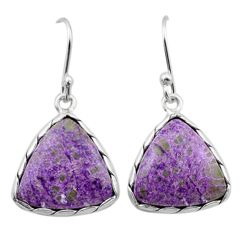 925 silver 10.00cts natural purple purpurite stichtite dangle earrings u40612