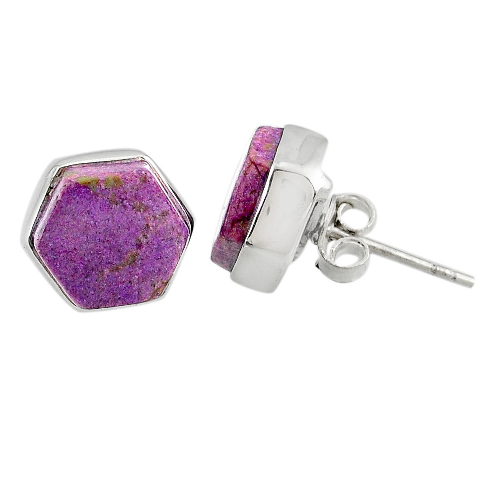 925 silver 6.58cts natural purple purpurite stichtite stud earrings r80296