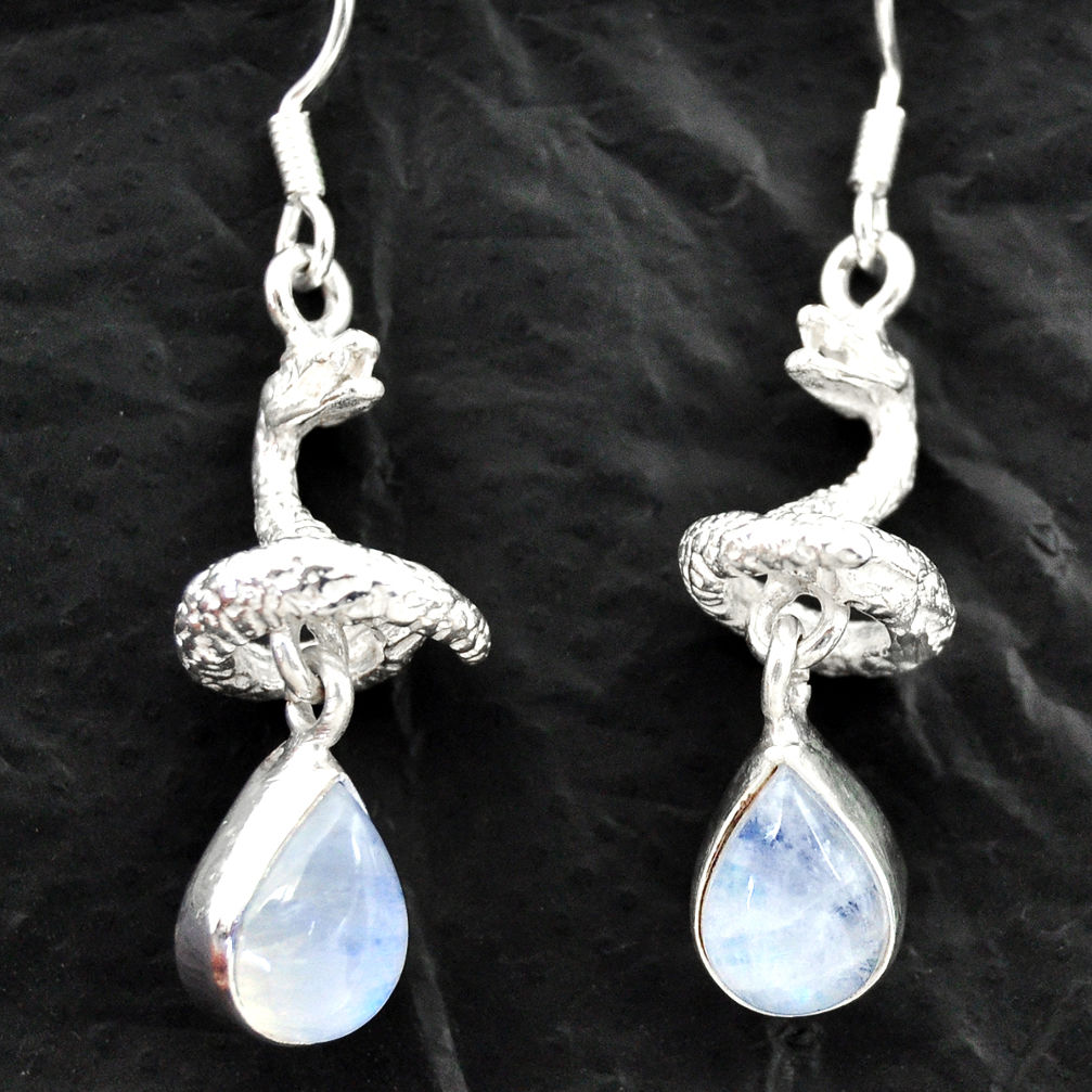 ts natural rainbow moonstone anaconda snake earrings d40550