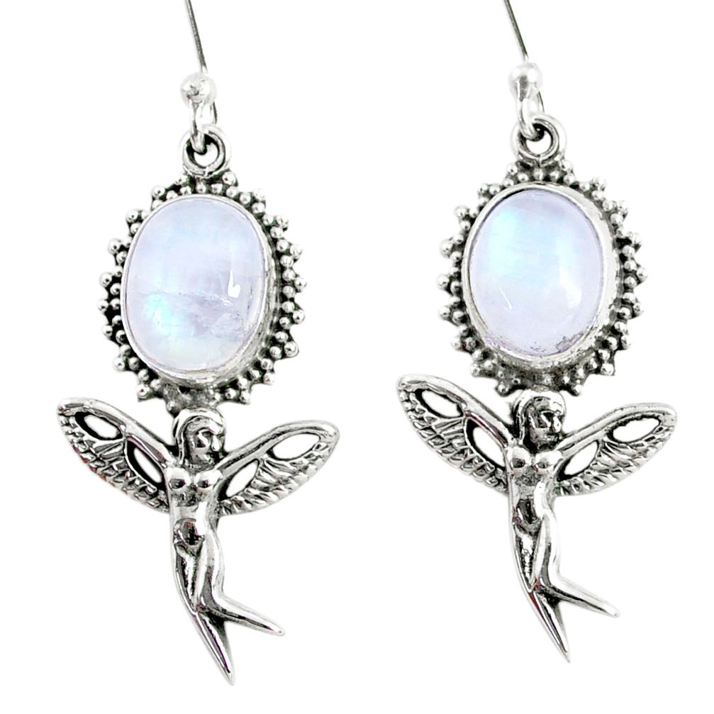 925 silver 9.39cts natural rainbow moonstone angel wings fairy earrings r66504