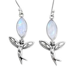 925 silver 9.96cts natural rainbow moonstone angel wings fairy earrings y12329