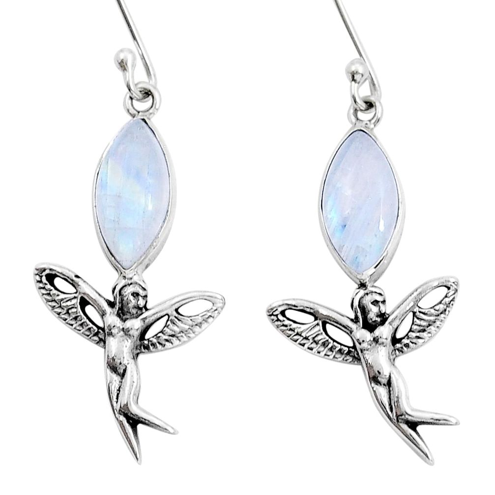 925 silver 9.57cts natural rainbow moonstone angel wings fairy earrings y12340