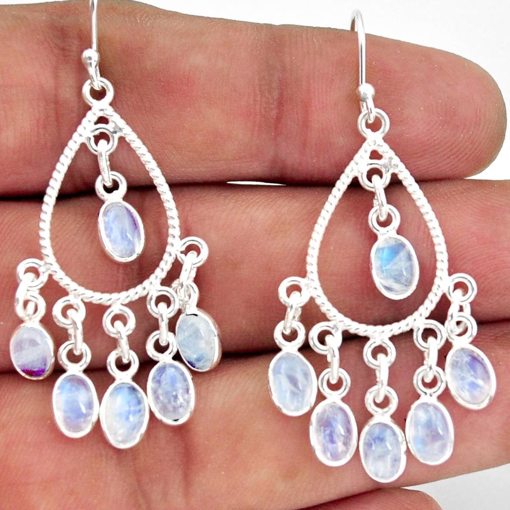 925 silver 13.85cts natural rainbow moonstone chandelier earrings jewelry r37360