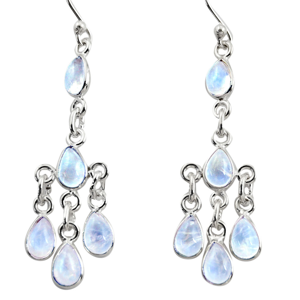 925 silver 10.08cts natural rainbow moonstone chandelier earrings jewelry r37560