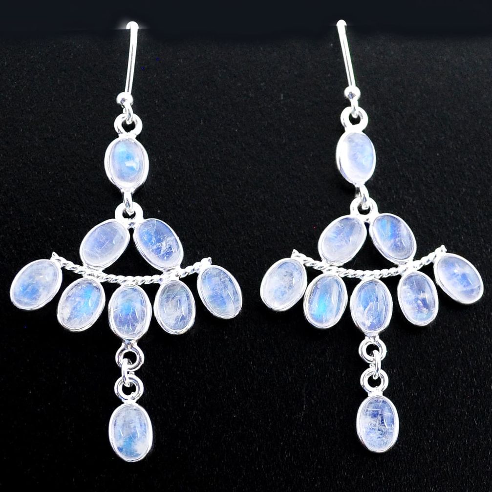 925 silver 13.47cts natural rainbow moonstone chandelier earrings jewelry t37412