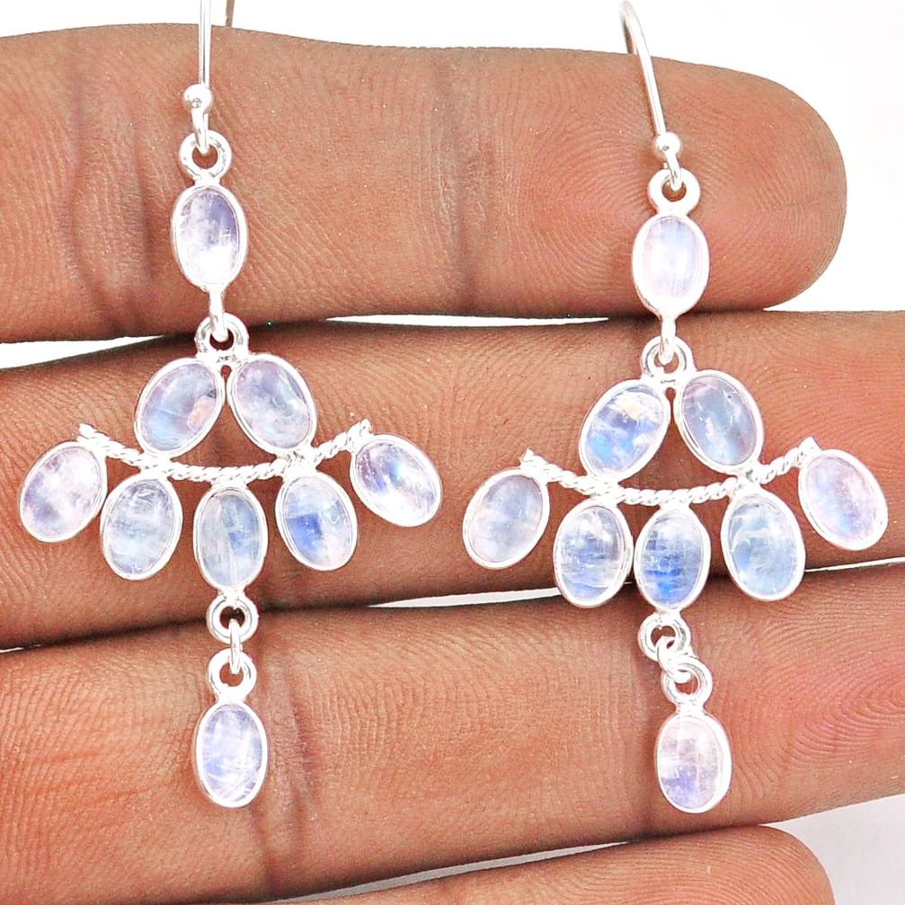 925 silver 13.08cts natural rainbow moonstone chandelier earrings jewelry t87399