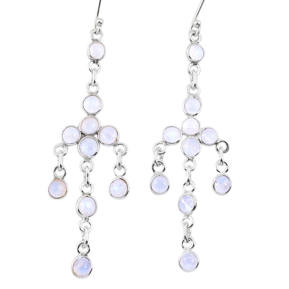 925 silver 11.65cts natural rainbow moonstone chandelier earrings jewelry y23423