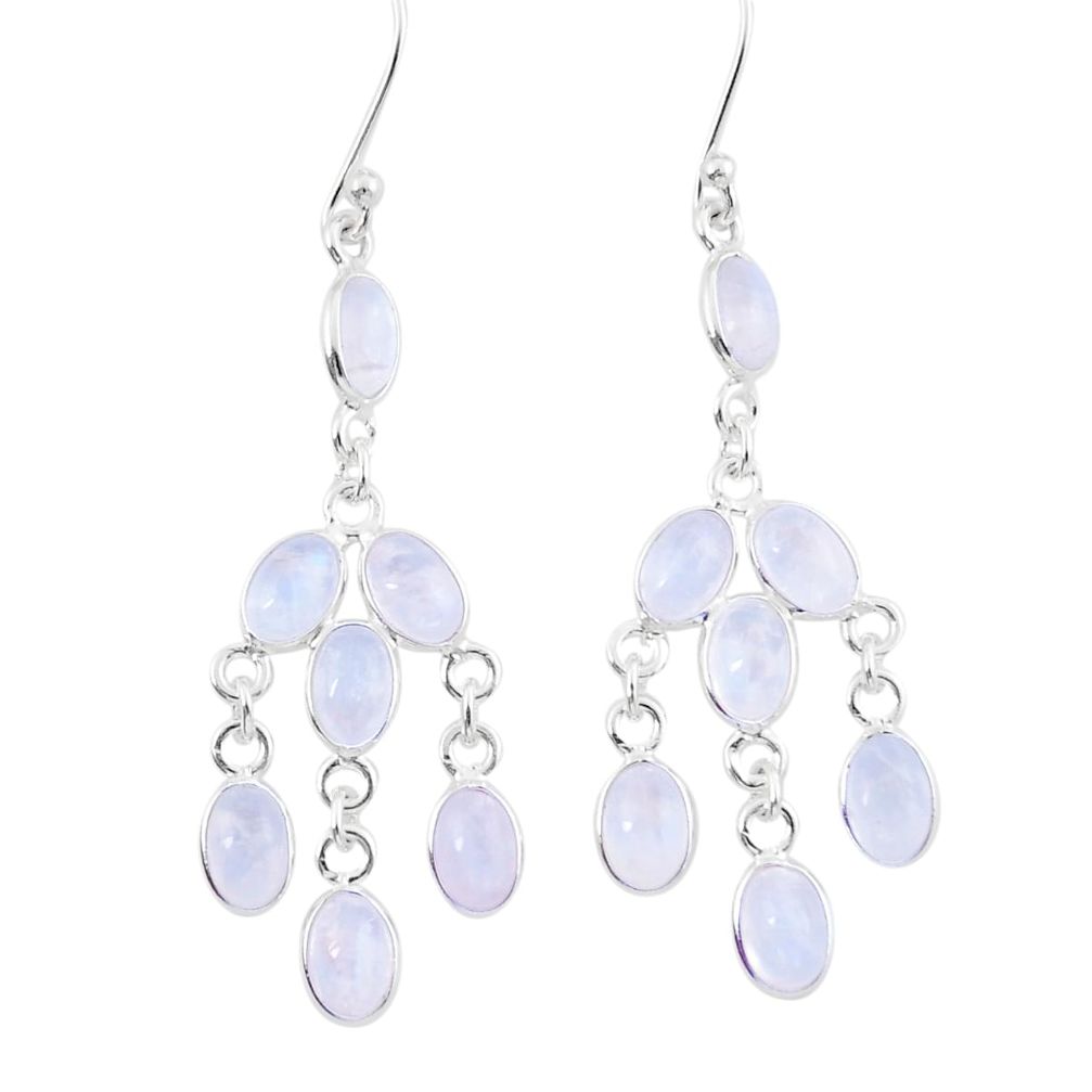 925 silver 10.43cts natural rainbow moonstone chandelier earrings jewelry y23435
