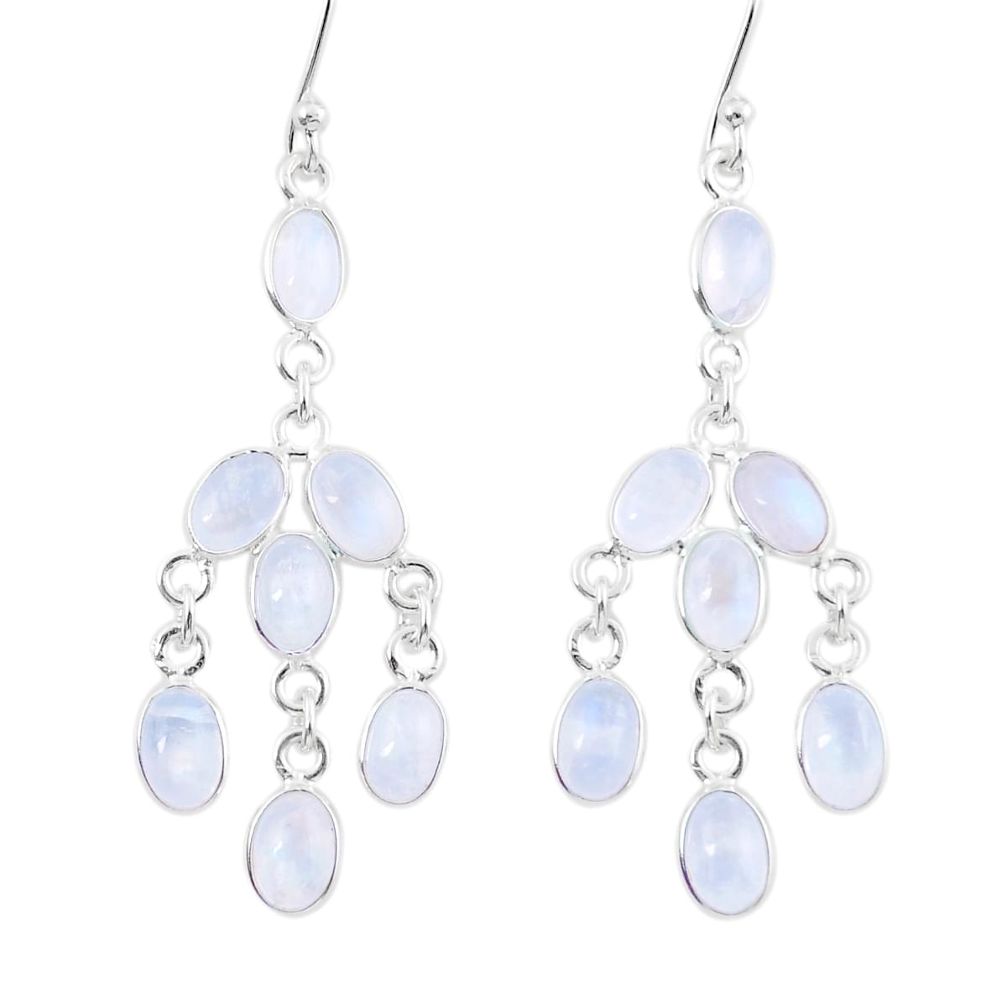 925 silver 11.17cts natural rainbow moonstone chandelier earrings jewelry y23459