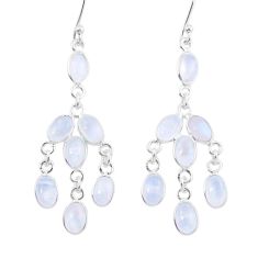925 silver 11.17cts natural rainbow moonstone chandelier earrings jewelry y23459