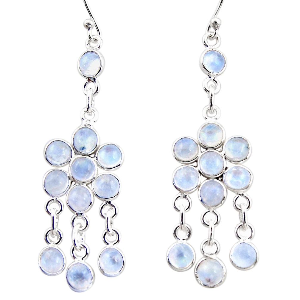 925 silver 13.70cts natural rainbow moonstone chandelier earrings r35618