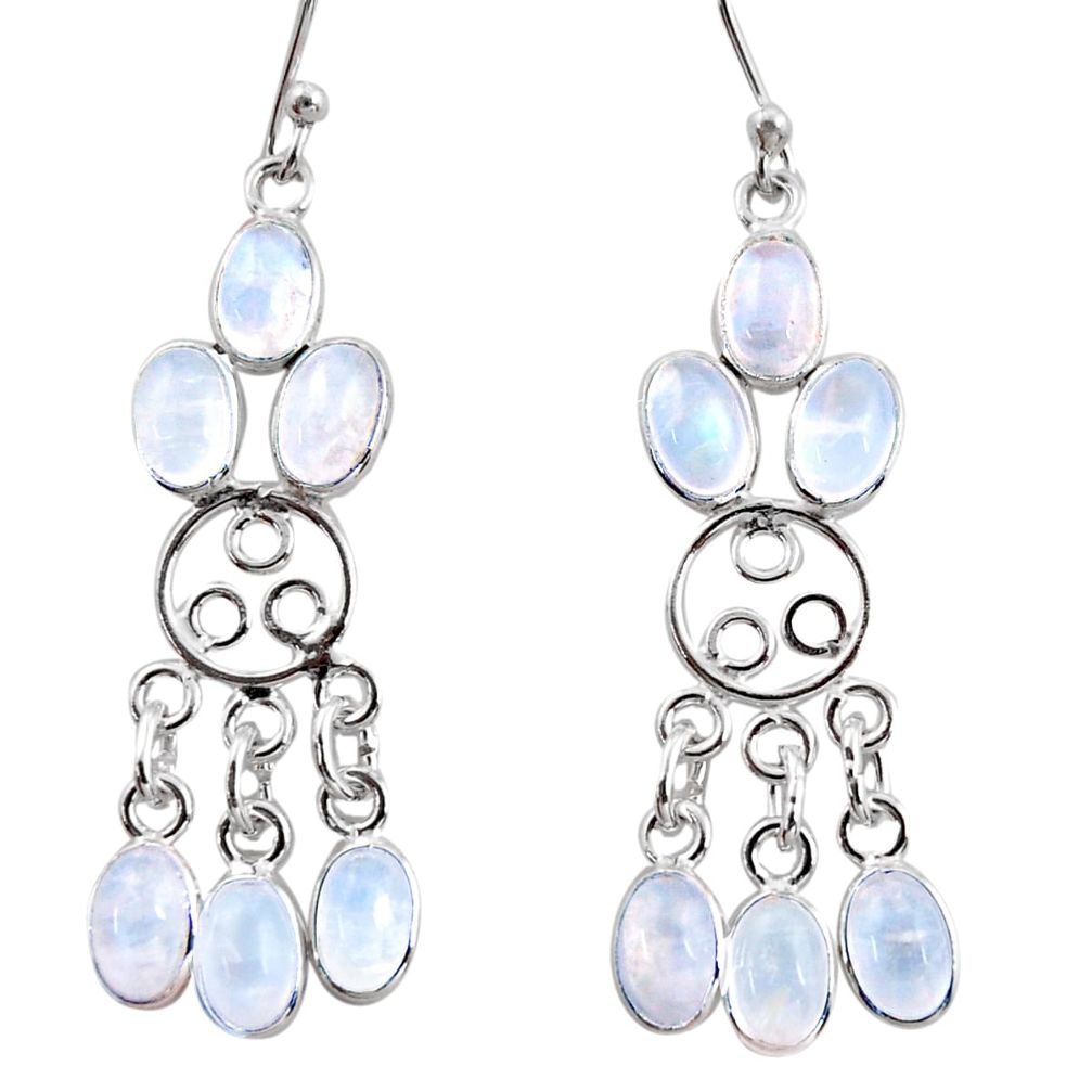 925 silver 11.10cts natural rainbow moonstone chandelier earrings r37418