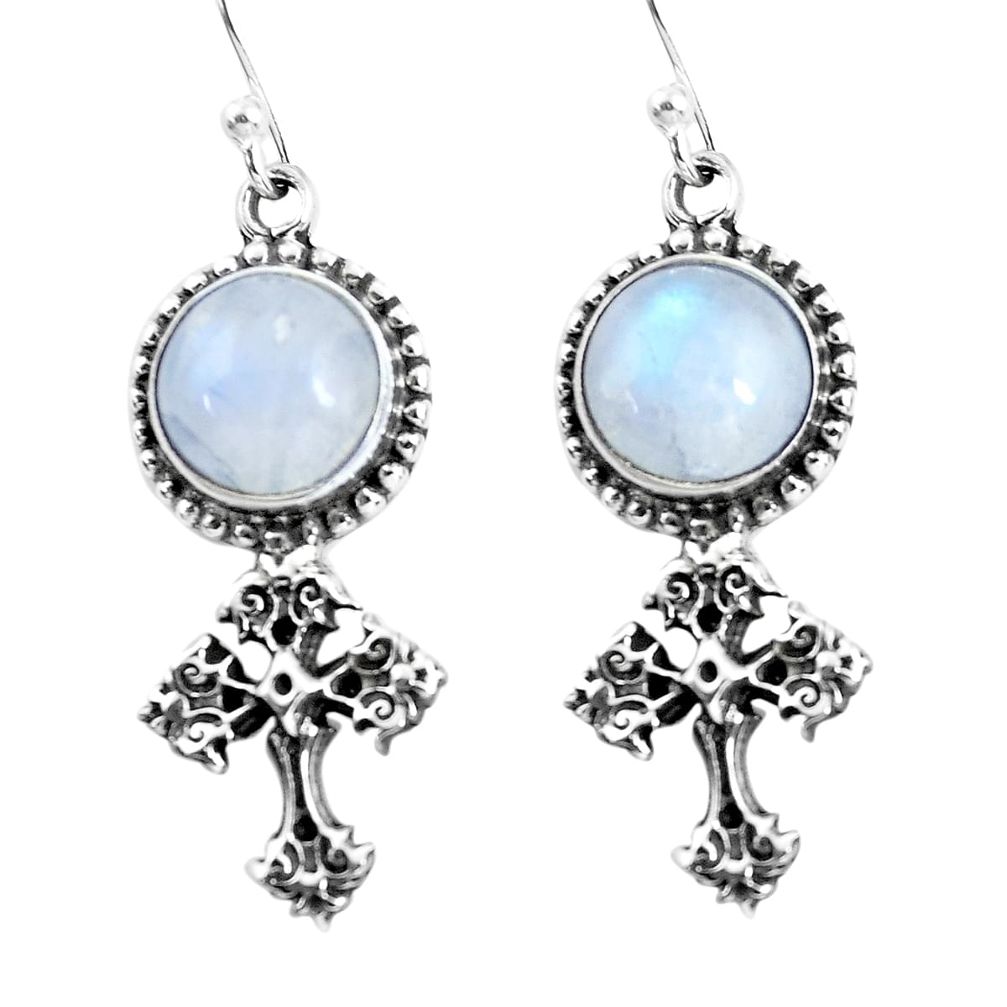925 silver 9.39cts natural rainbow moonstone holy cross earrings jewelry p54999