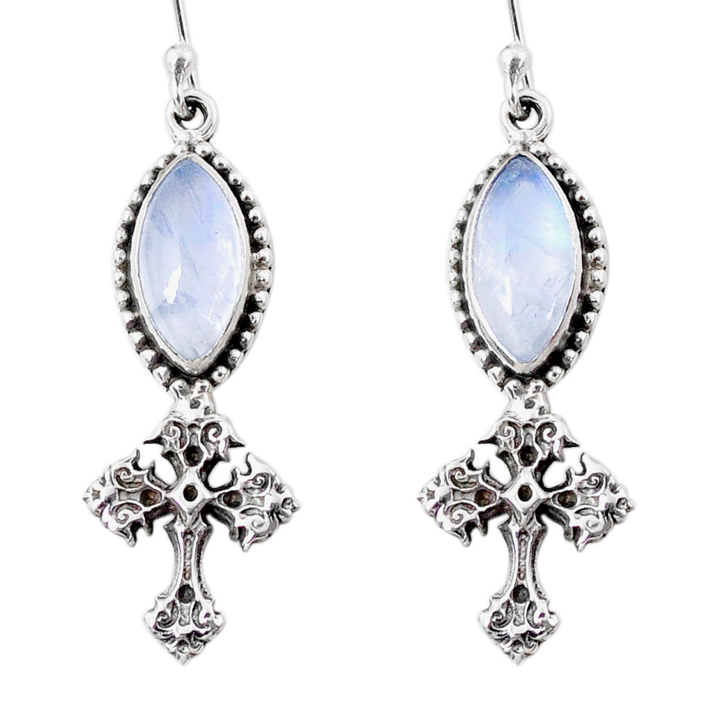 925 silver 10.80cts natural rainbow moonstone holy cross earrings jewelry r66536
