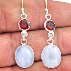 925 silver 12.54cts natural rainbow moonstone red garnet dangle earrings t73878