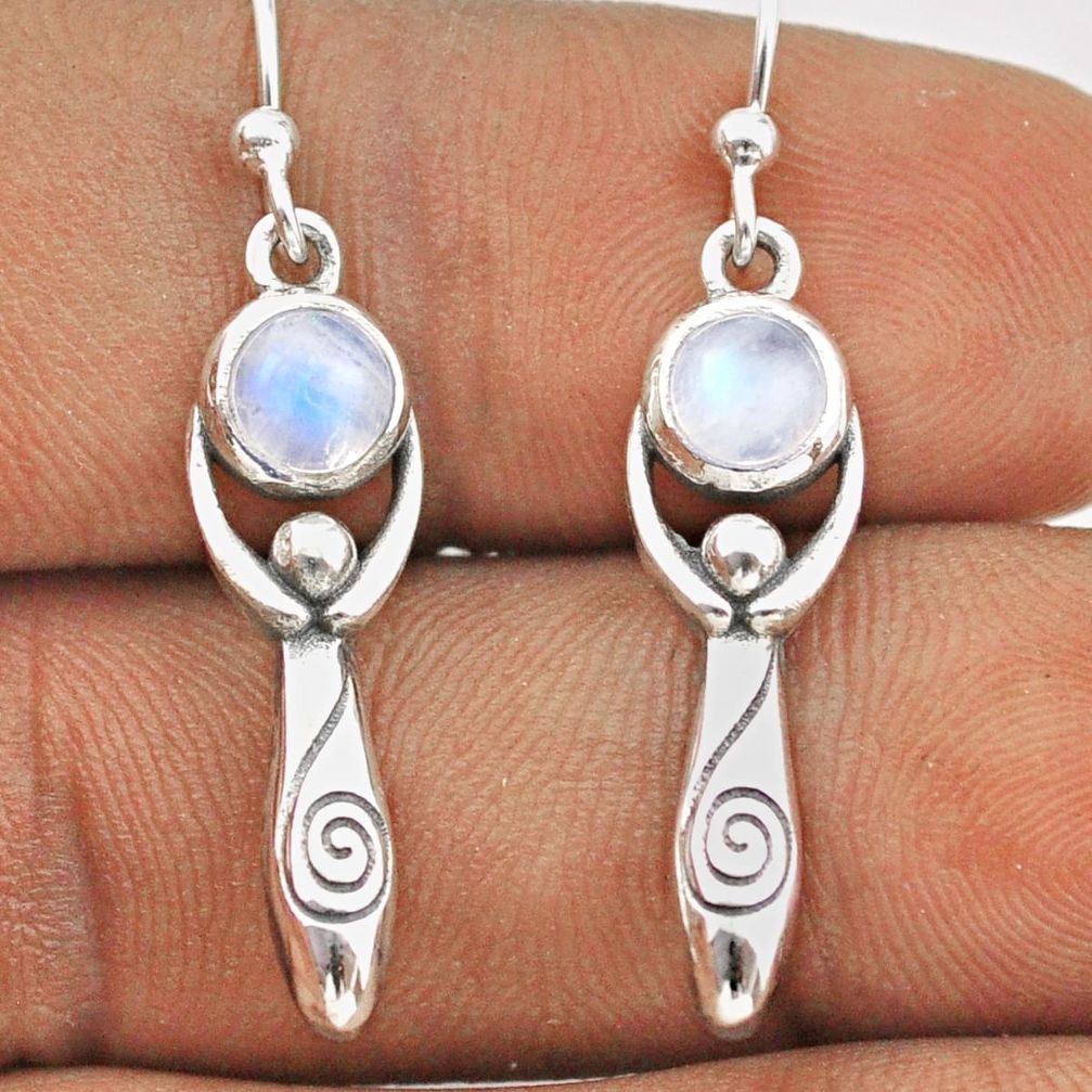 925 silver 4.59cts natural rainbow moonstone spirit healer earrings t89214
