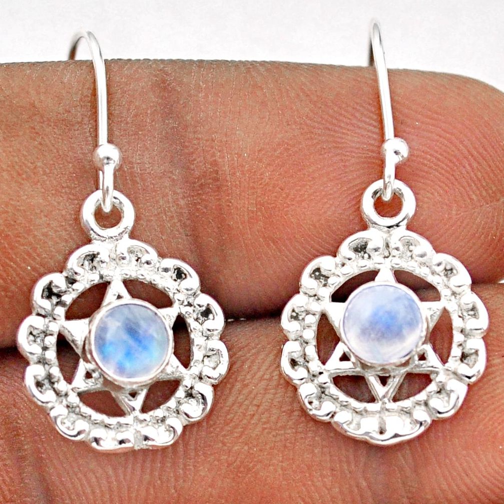 925 silver 1.67cts natural rainbow moonstone star of david earrings t89518
