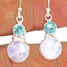 925 silver 10.05cts natural rainbow moonstone topaz dangle earrings t91332
