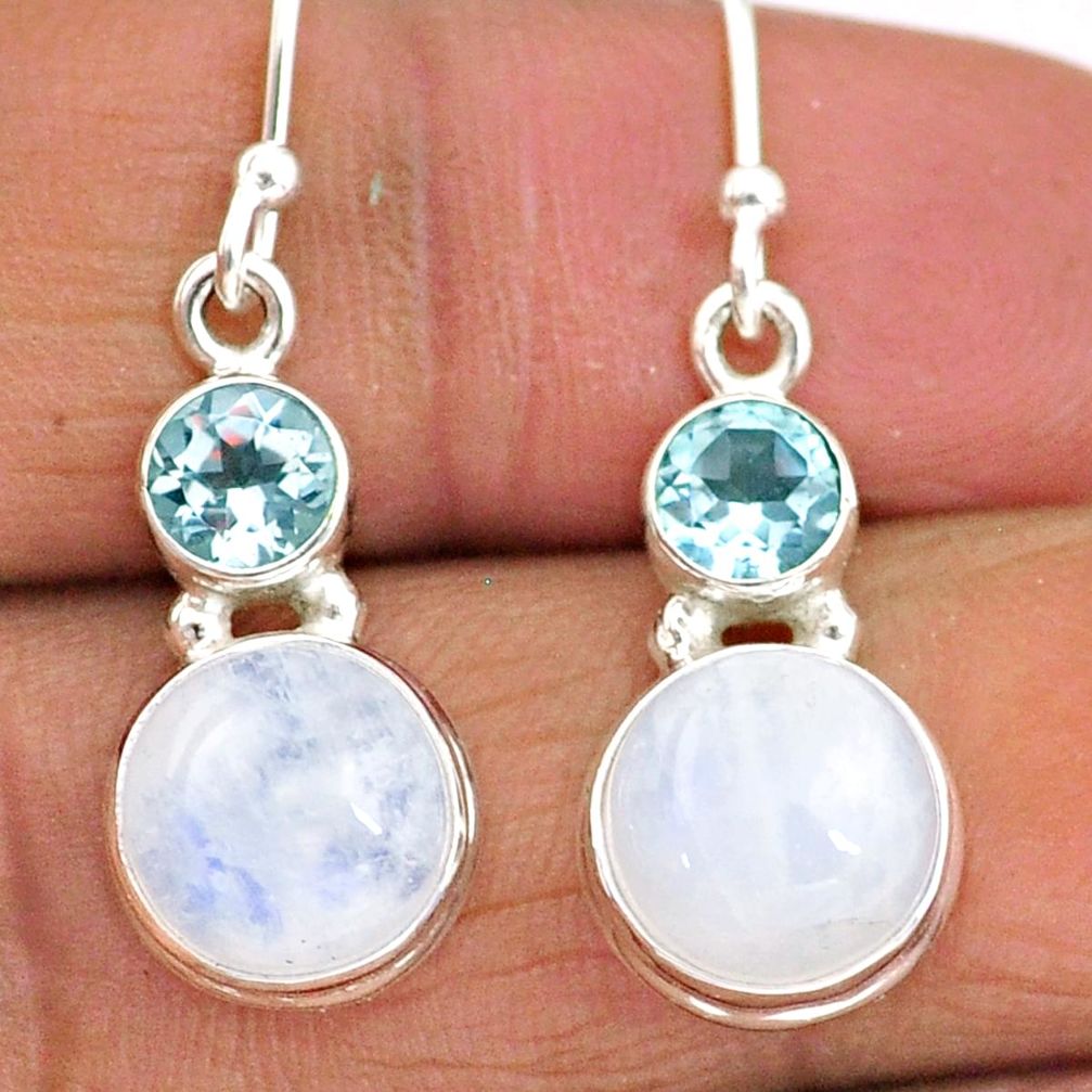 925 silver 10.05cts natural rainbow moonstone topaz dangle earrings t91378