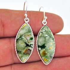 925 silver 12.57cts natural rainforest rhyolite jasper dangle earrings n53658