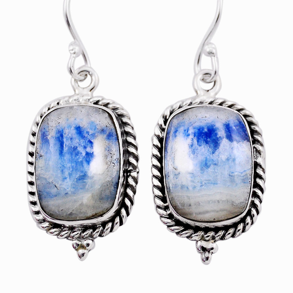 925 silver 13.77cts natural scheelite (lapis lace onyx) dangle earrings n39643