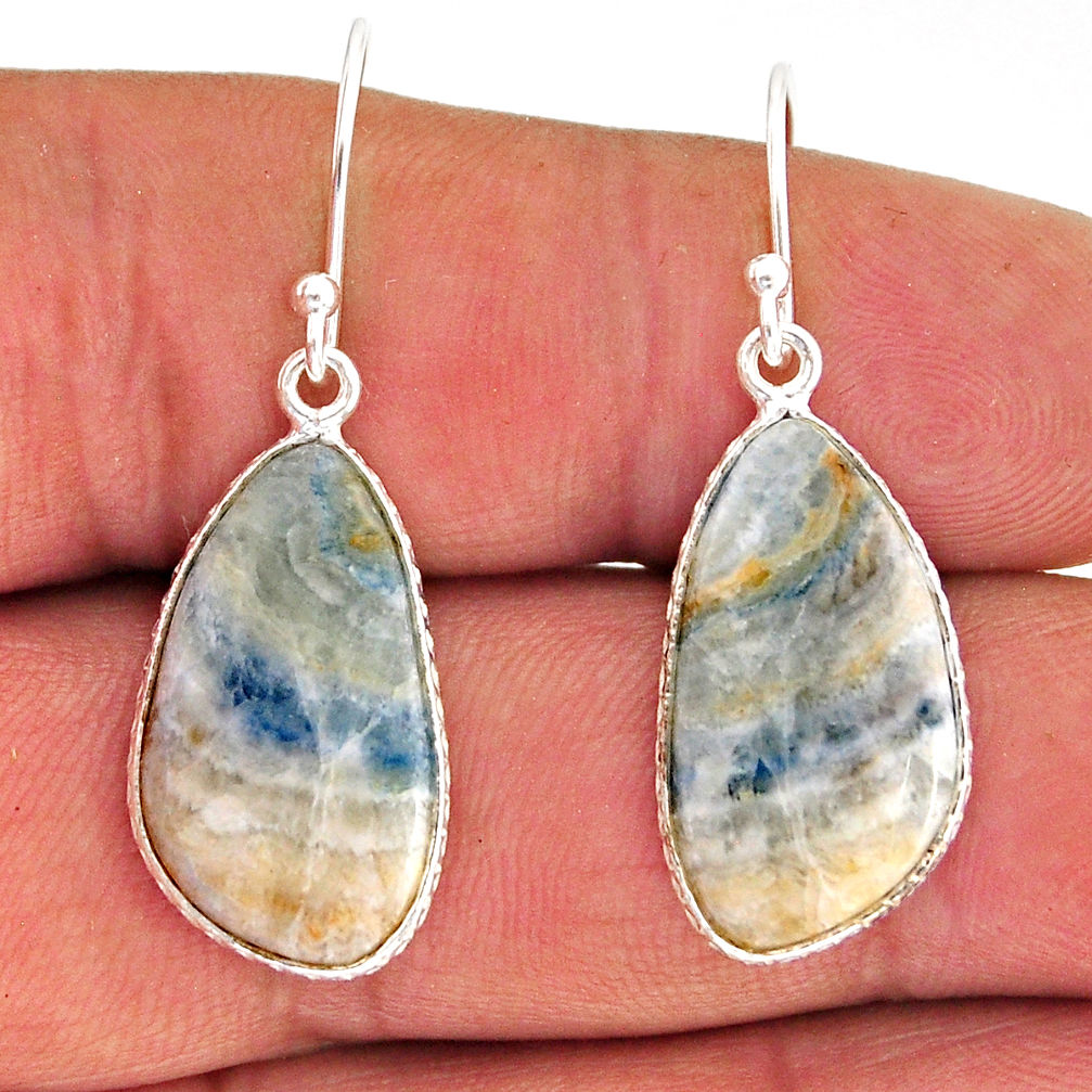 925 silver 13.08cts natural scheelite (lapis lace onyx) dangle earrings y75518