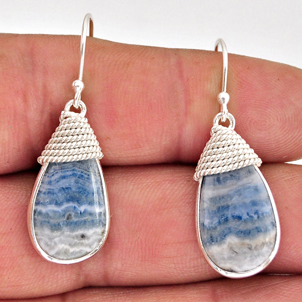 925 silver 14.27cts natural scheelite (lapis lace onyx) dangle earrings y75531