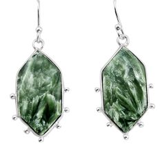 925 silver 15.34cts natural seraphinite (russian) hexagon dangle earrings y79571