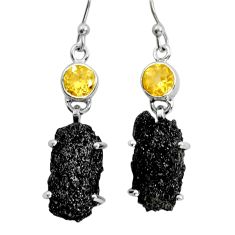 925 silver 20.17cts natural seraphinite in quartz citrine dangle earrings y12432