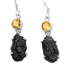925 silver 18.12cts natural seraphinite in quartz citrine dangle earrings y45215