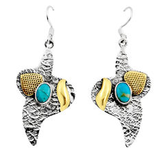 925 silver 3.31cts natural sleeping beauty turquoise gold dangle earrings y53894