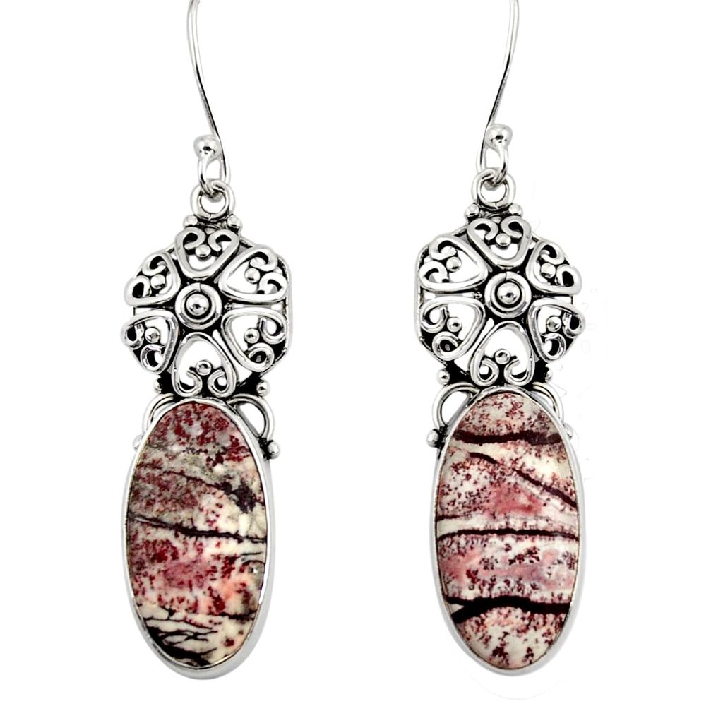 925 silver 16.87cts natural sonoran dendritic rhyolite dangle earrings d39633