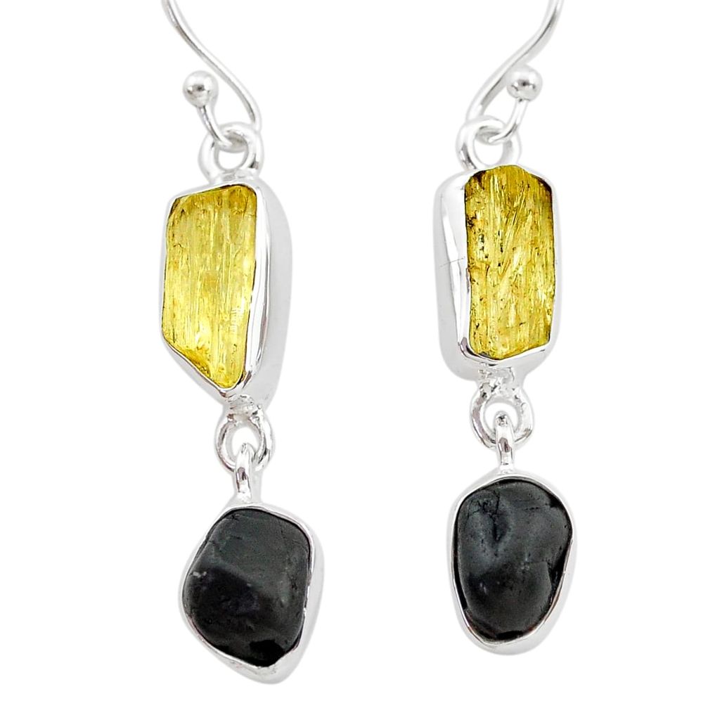 925 silver 9.39cts natural tourmaline raw scapolite dangle earrings t21133