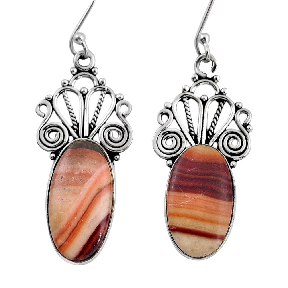 925 silver 10.94cts natural wave rolling hills dolomite dangle earrings y34651