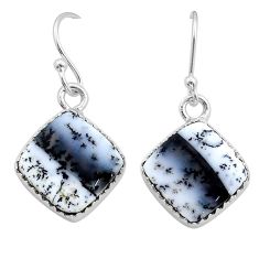 925 silver 11.74cts natural white dendrite opal (merlinite) earrings u91776