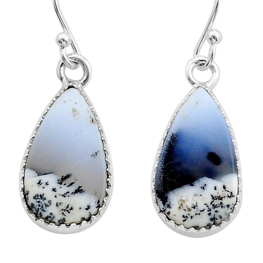 925 silver 11.06cts natural white dendrite opal (merlinite) earrings u91780