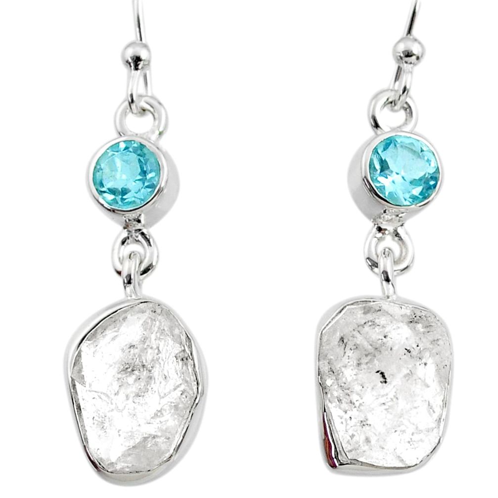 925 silver 11.89cts natural white herkimer diamond blue topaz earrings r65687