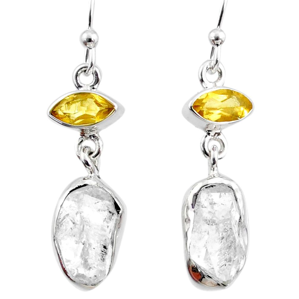 925 silver 11.57cts natural white herkimer diamond citrine earrings r65719