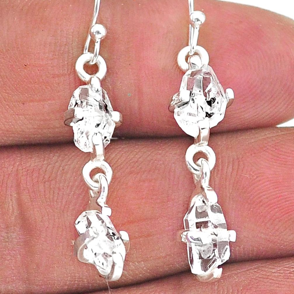 925 silver 7.96cts natural white herkimer diamond dangle earrings jewelry t14443