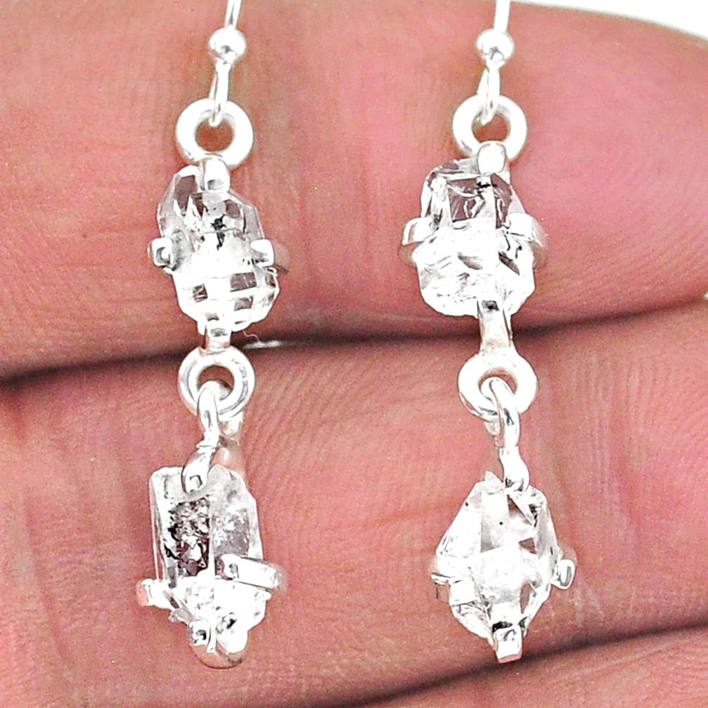 925 silver 7.70cts natural white herkimer diamond dangle earrings jewelry t14459