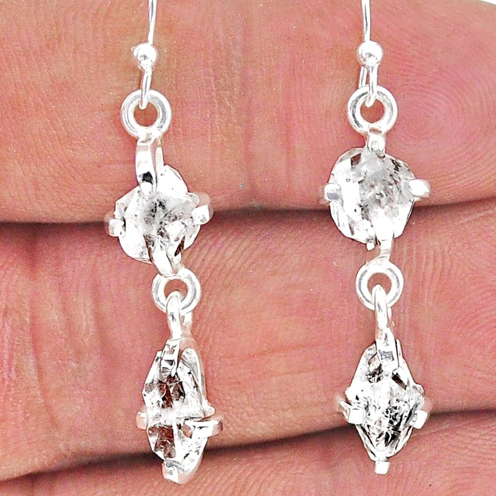 925 silver 9.02cts natural white herkimer diamond dangle earrings jewelry t14468