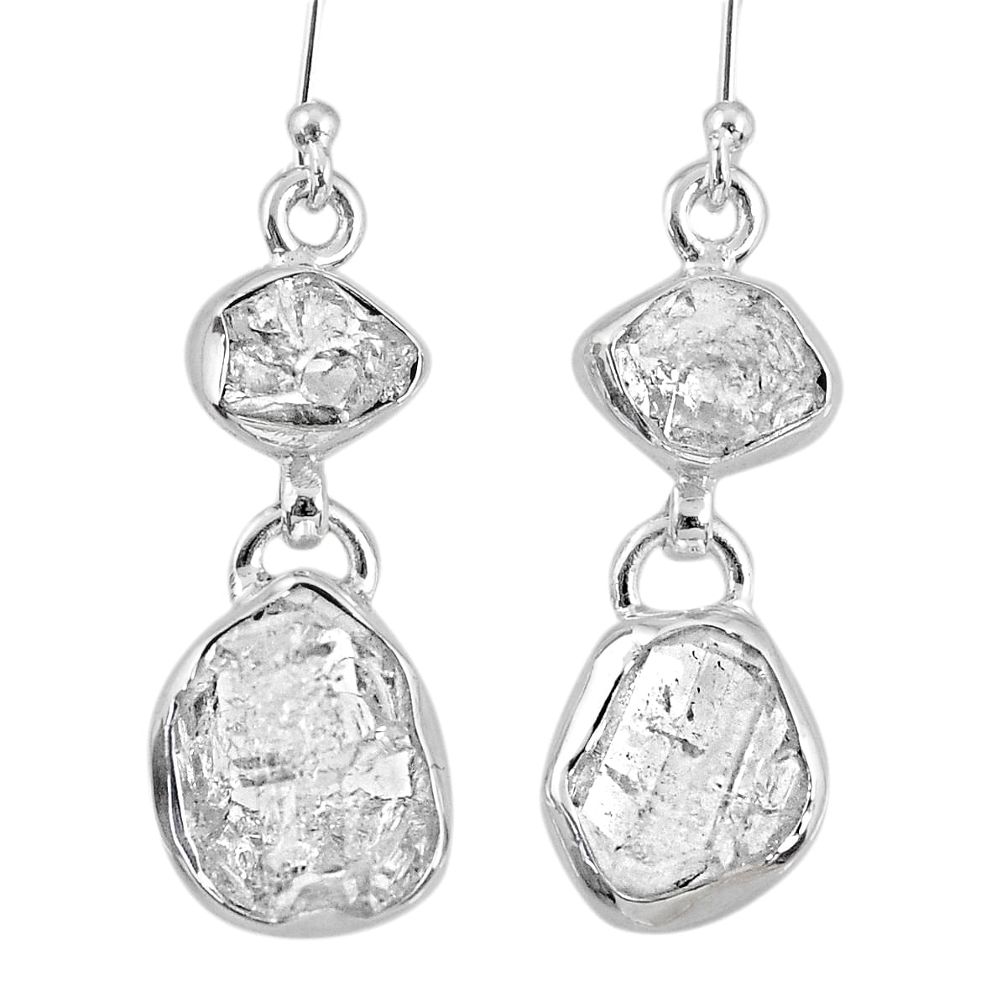 925 silver 12.39cts natural white herkimer diamond dangle earrings r61496