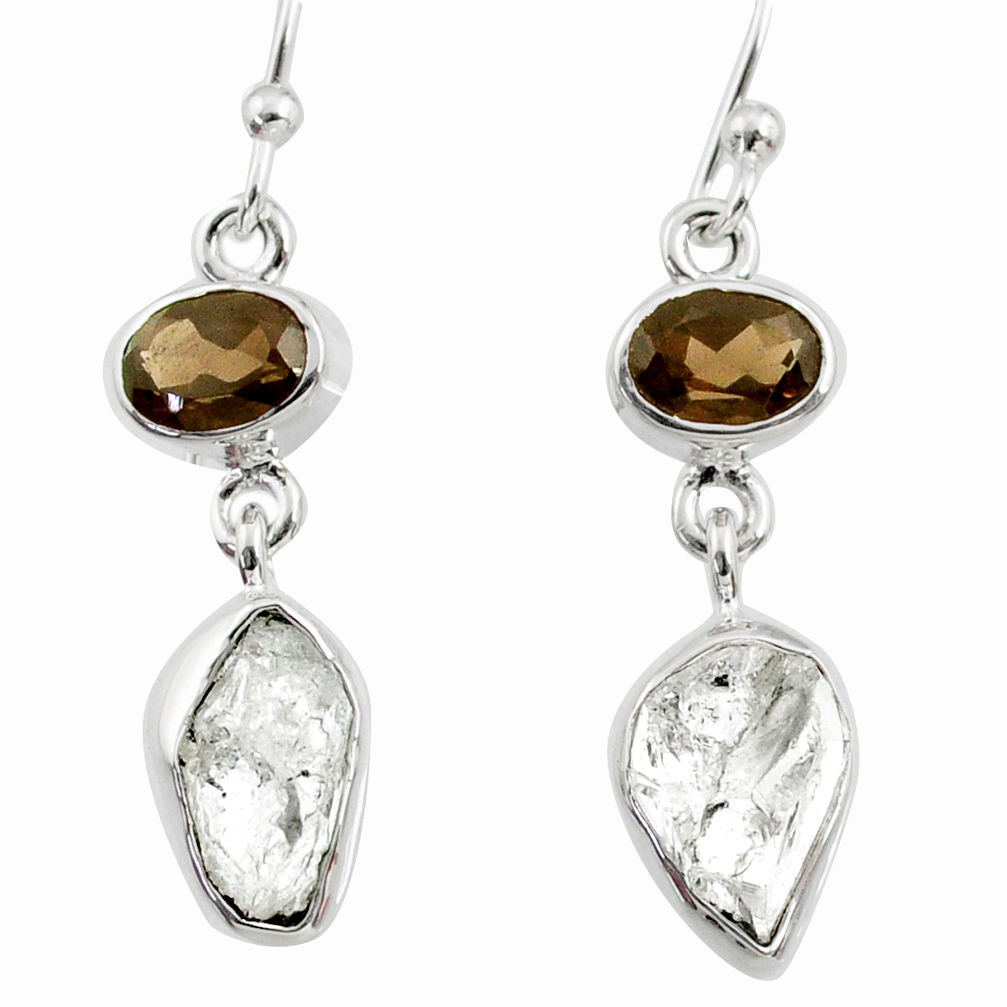 925 silver 11.71cts natural white herkimer diamond dangle earrings r65693