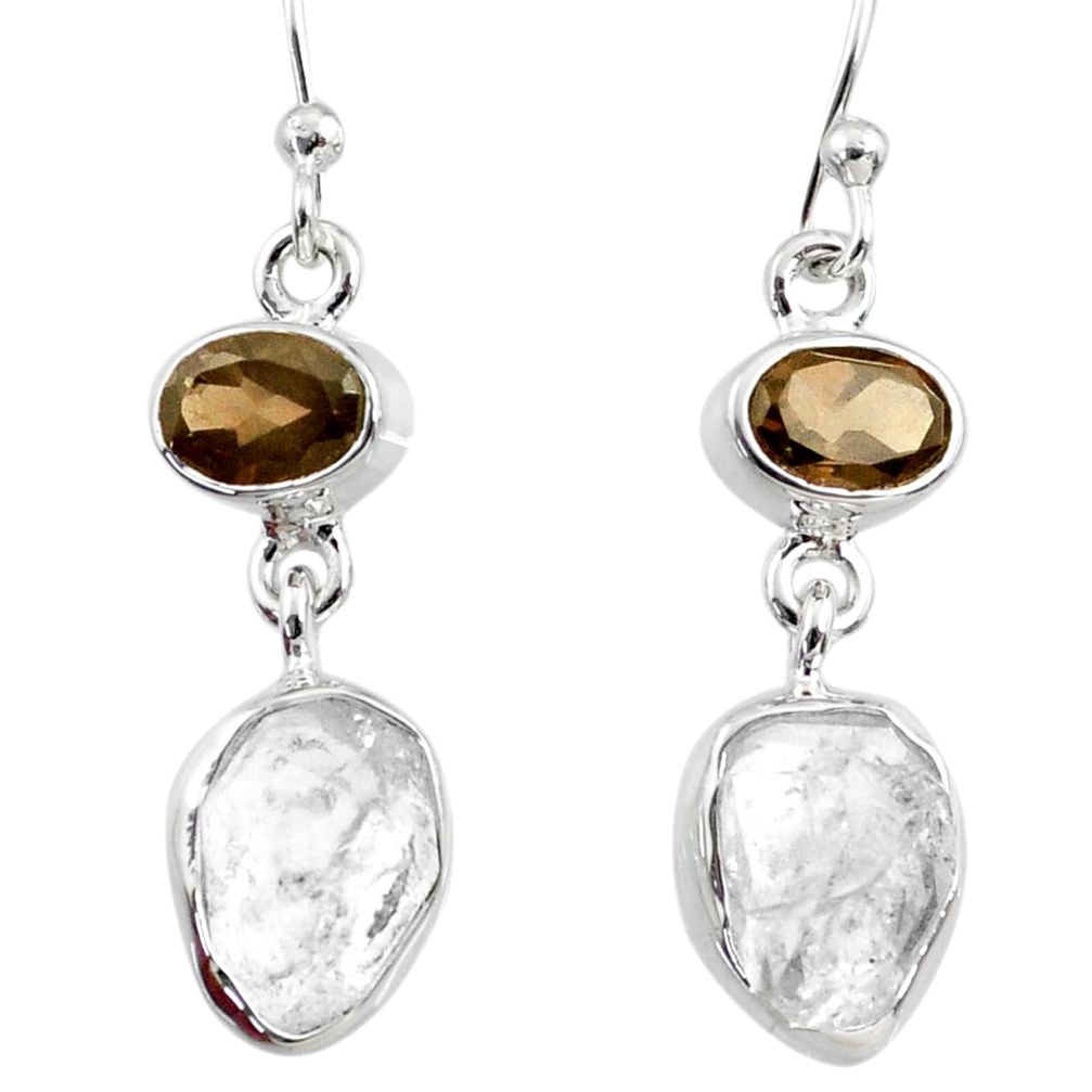 925 silver 10.97cts natural white herkimer diamond dangle earrings r65697