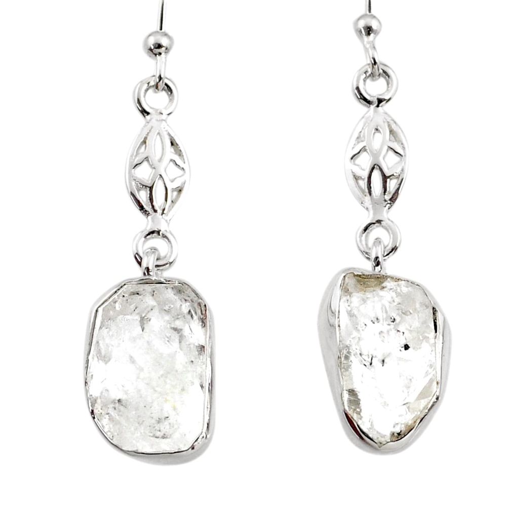 925 silver 10.97cts natural white herkimer diamond dangle earrings r65732