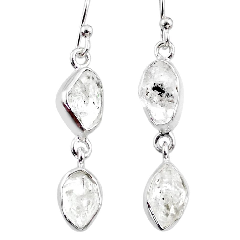 925 silver 10.99cts natural white herkimer diamond dangle earrings r65784