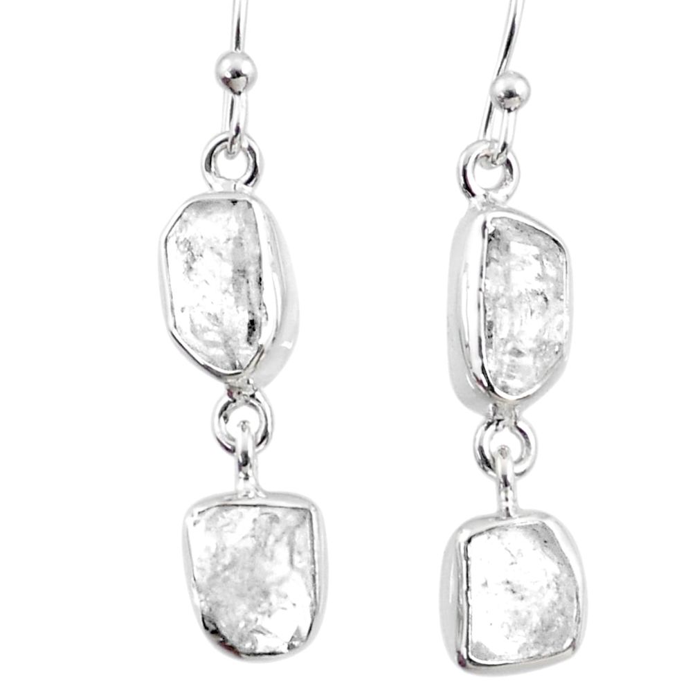 925 silver 10.97cts natural white herkimer diamond dangle earrings r65788